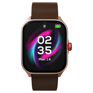 Titan Zeal with 4.69 cm AMOLED Display with AOD, Functional Crown, BT Calling, Smartwatch with Brown Leather Strap 90196al02 - KRISHNA WATCH COMPANY