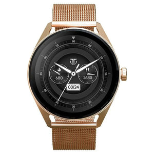 Titan Crest with 3.63 cm AMOLED Display and AOD, Functional Crown, BT Calling Smartwatch with Rose Gold Mesh Strap 90197am02 - KRISHNA WATCH COMPANY