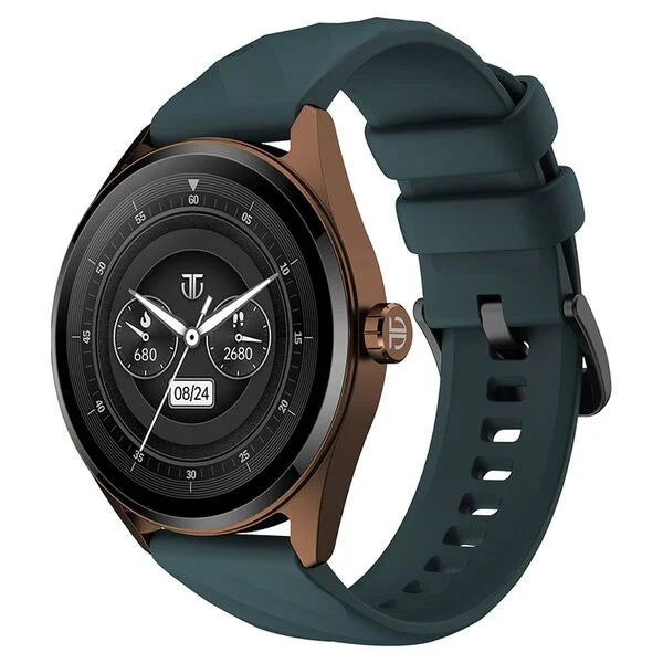 Titan Crest with 3.63 cm AMOLED Display with AOD, Functional Crown, BT Calling, Premium Smartwatch with Teal Strap 90197ap03