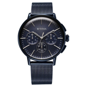Titan Light leathers Multifunction Anthracite Dial Watch For Men - 90200QM01 - KRISHNA WATCH COMPANY