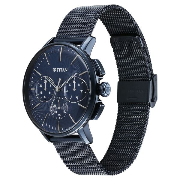 Titan Light leathers Multifunction Anthracite Dial Watch For Men - 90200QM01 - KRISHNA WATCH COMPANY