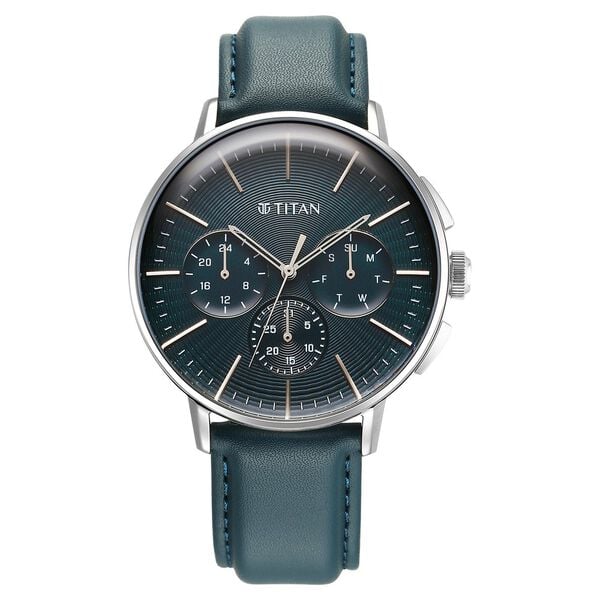 Titan Light leathers Multifunction Silver Dial Watch For Men - 90200SL03 - KRISHNA WATCH COMPANY