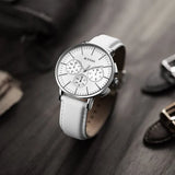 Titan Light leathers Multifunction Silver Dial Leather Strap Watch For Men - 90200SL04 - KRISHNA WATCH COMPANY