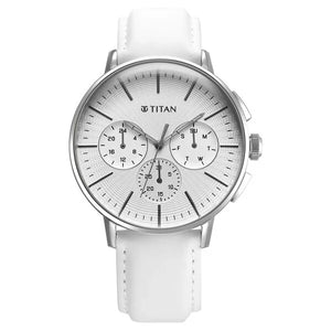 Titan Light leathers Multifunction Silver Dial Leather Strap Watch For Men - 90200SL04 - KRISHNA WATCH COMPANY