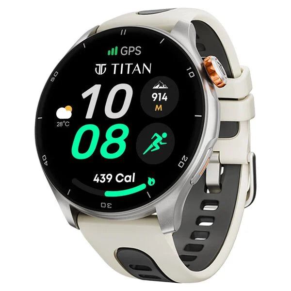 Titan Celestor Advanced GPS & Barometer 3.6 CM AMOLED Display with AOD, Pizoelectric Functional Crown Moonlight Edition - 90206AP03