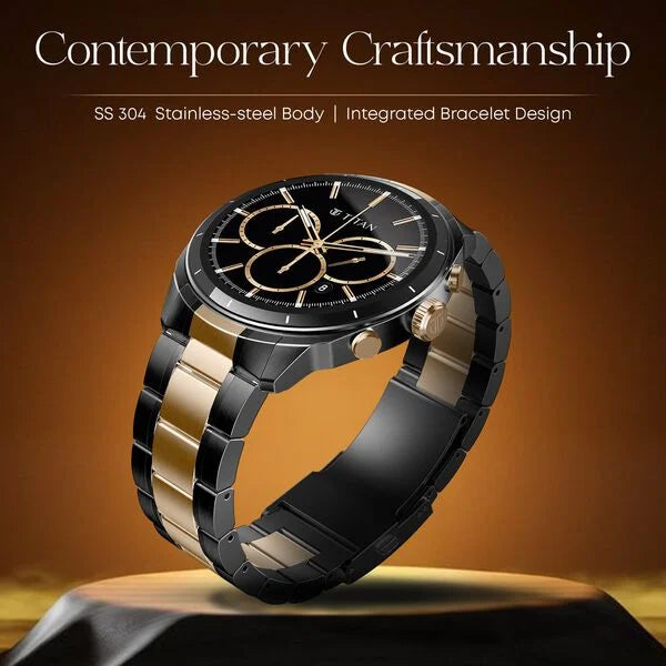 Titan Heritage Premium Smartwatch with All SS Design, 3.6 CM AMOLED Display, BT Calling, Advanced Chipset, Titan Health 90207km01