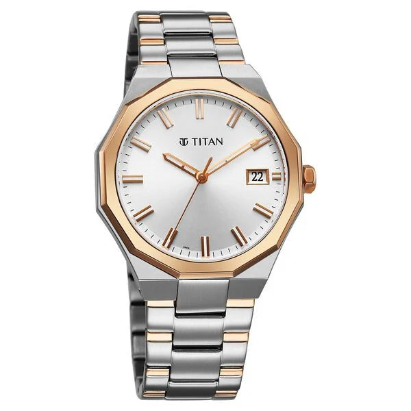 Titan Regalia Dodecagon Quartz Analog Watch For Men - 90212KM01 - KRISHNA WATCH COMPANY