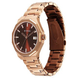 Titan Regalia Dodecagon Brown Dial Rose Gold Watch For Men - 90212WM01