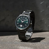 Titan Classique Big Date Analog with Green Dial Dark Gun Stainless Steel Strap Watch for Men 90219qm01