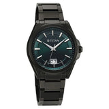 Titan Classique Big Date Analog with Green Dial Dark Gun Stainless Steel Strap Watch for Men 90219qm01