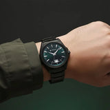 Titan Classique Big Date Analog with Green Dial Dark Gun Stainless Steel Strap Watch for Men 90219qm01