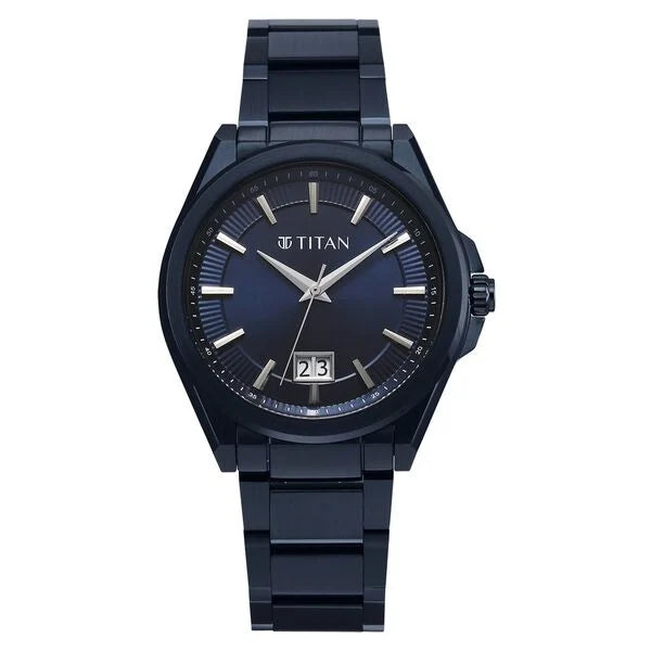 Titan Classique Big Date Analog with Blue Dial Blue Watch for Men 90219qm04
