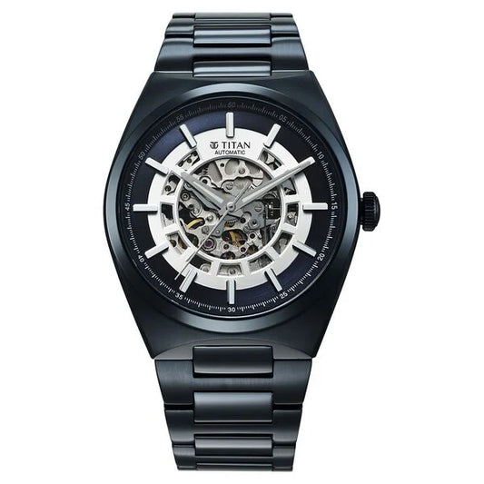 Titan Nexus Skeletal Automatic Analog with Blue Dial Blue Stainless Steel Strap Watch for Men 90221qm03