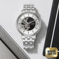 Titan Yin Yang Skeletal Automatic Analog with Black Dial Silver Stainless Steel Strap Watch for Men 90222sm01