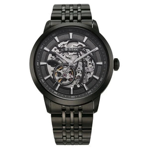 Titan Phoenix Skeletal Automatic Analog with Gun Dial Black Stainless Steel Strap Watch for Men 90223nm01 - KRISHNA WATCH COMPANY