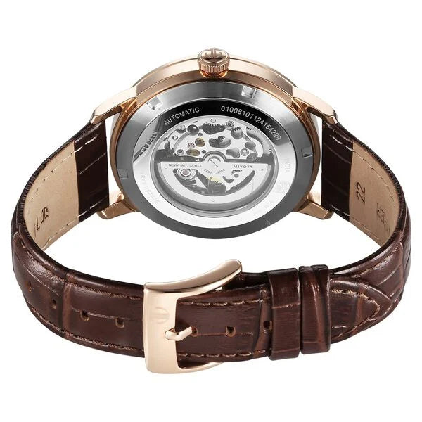 Titan Phoenix Skeletal Automatic Analog with Gun Dial Brown Leather Strap Watch for Men 90223wl01