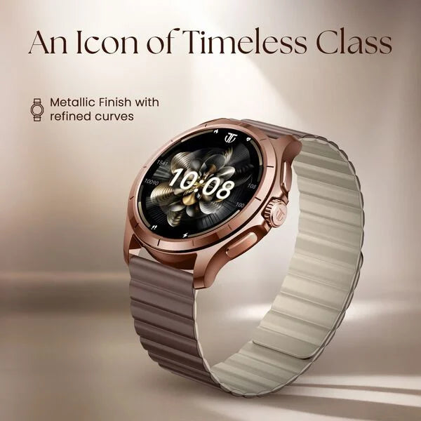 Titan Evoke Smartwatch 1.32" inch AMOLED Display with AOD, Functional Crown, Magnetic Strap, Metal Body,Fast Charge 90251qp01c
