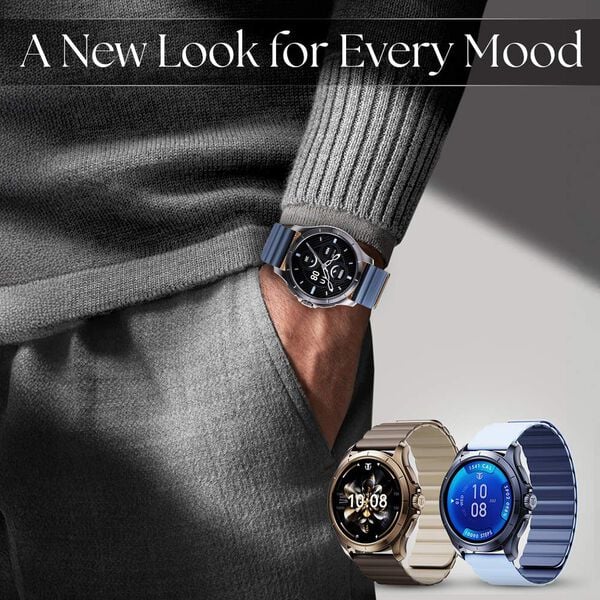 Titan Evoke Smartwatch 1.32" inch AMOLED Display with AOD, Functional Crown, Magnetic Strap, Metal Body,Fast Charge 90251qp01c