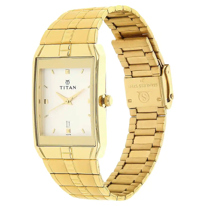 Titan Silver Dial Golden Metal Strap Watch NP9151YM01 - KRISHNA WATCH COMPANY