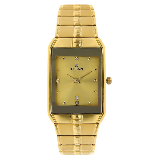 Titan Golden Dial Golden Metal Strap Watch NP9151YM03