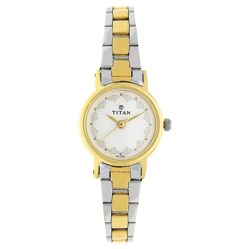 Titan Quartz Analog White Dial Stainless Steel Strap Watch for Women / 917BM01
