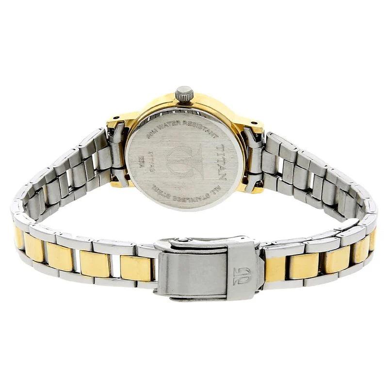 Titan Quartz Analog White Dial Stainless Steel Strap Watch for Women / 917BM01