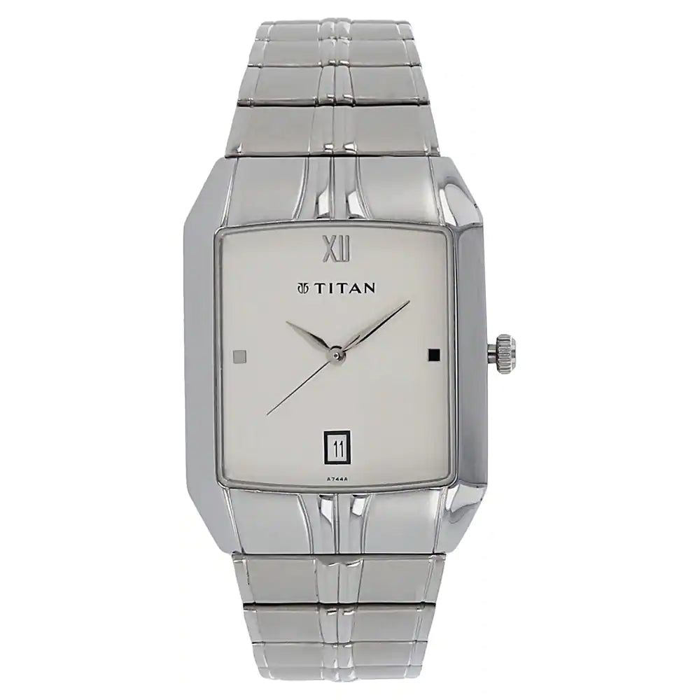 TITAN White Dial Silver Metal Strap Watch 9264SM01