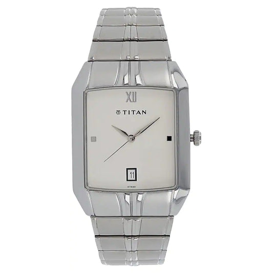 TITAN White Dial Silver Metal Strap Watch 9264SM01