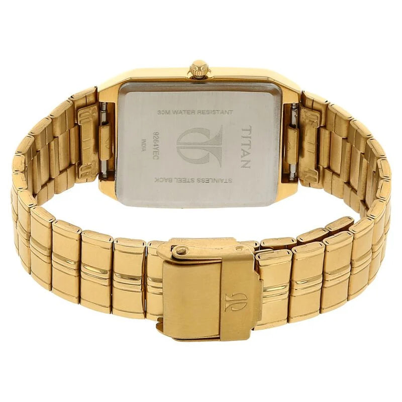 Titan Analog with Date Golden Dial Metal Strap watch for Men 9264YM02