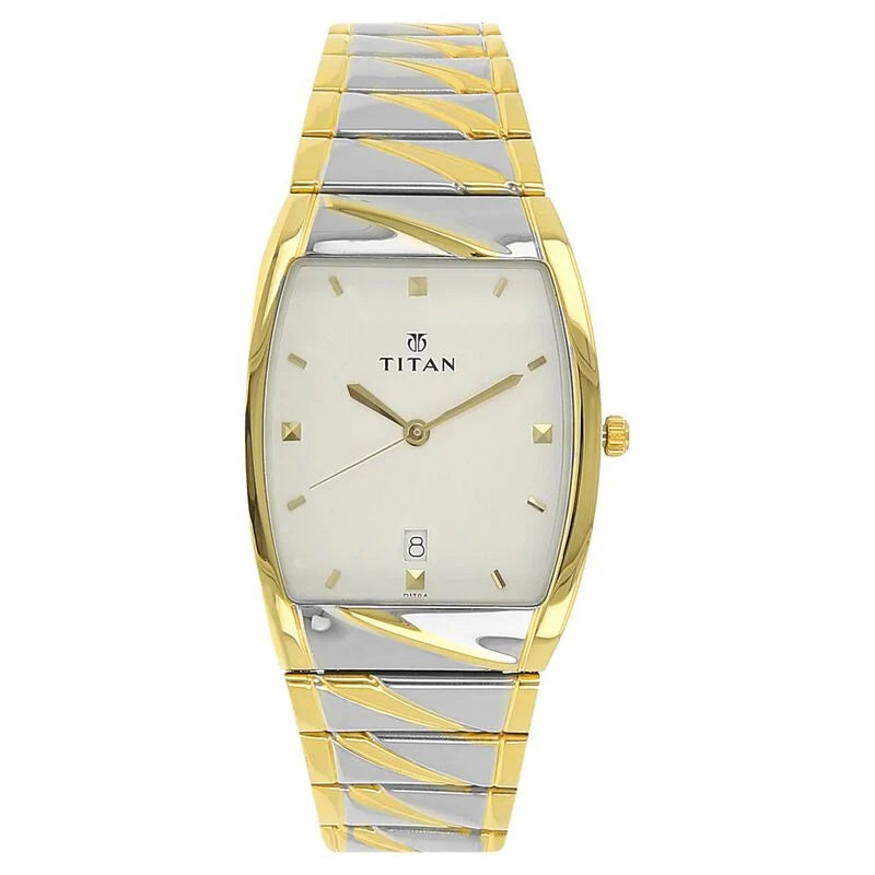 Titan Analog with Date White Dial Stainless Steel Strap watch for Men 9315BM01