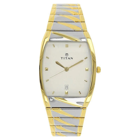 Titan Analog with Date White Dial Stainless Steel Strap watch for Men 9315BM01