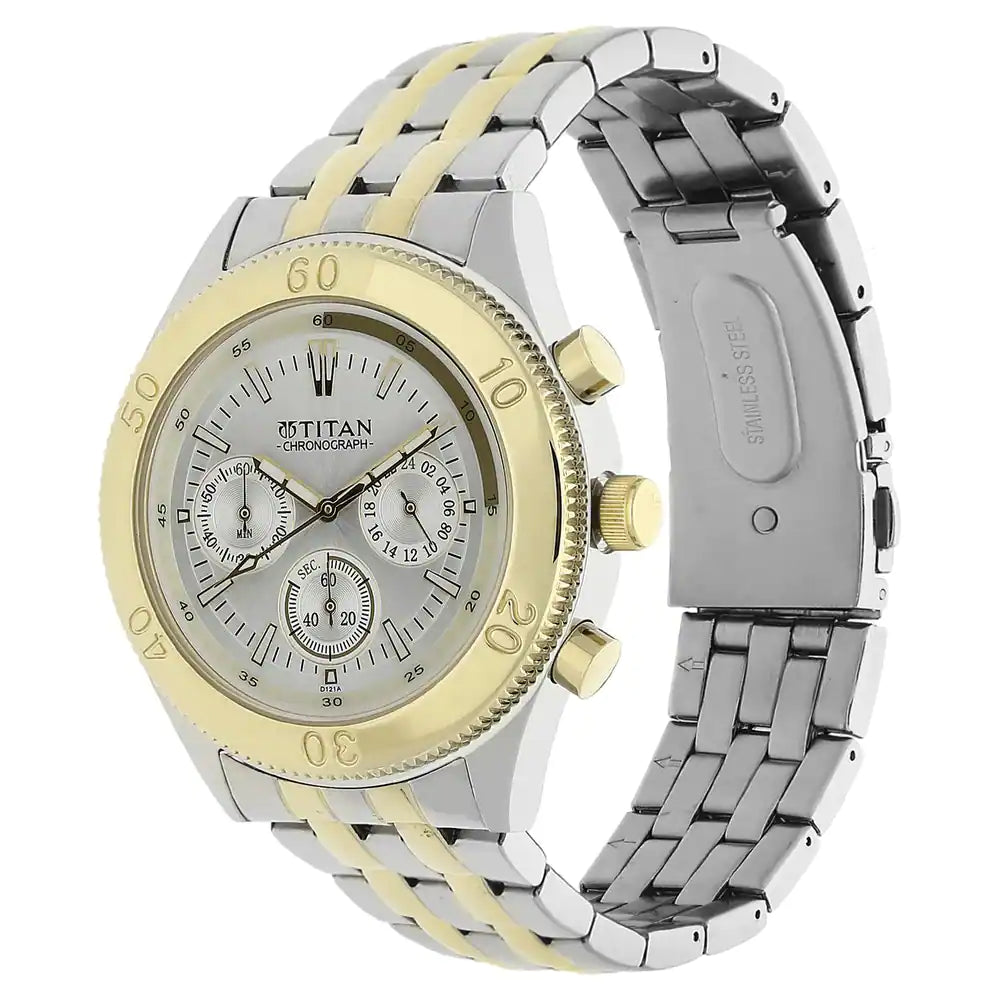 Titan Silver Dial Multicoloured Stainless Steel Strap Watch 9324BM01