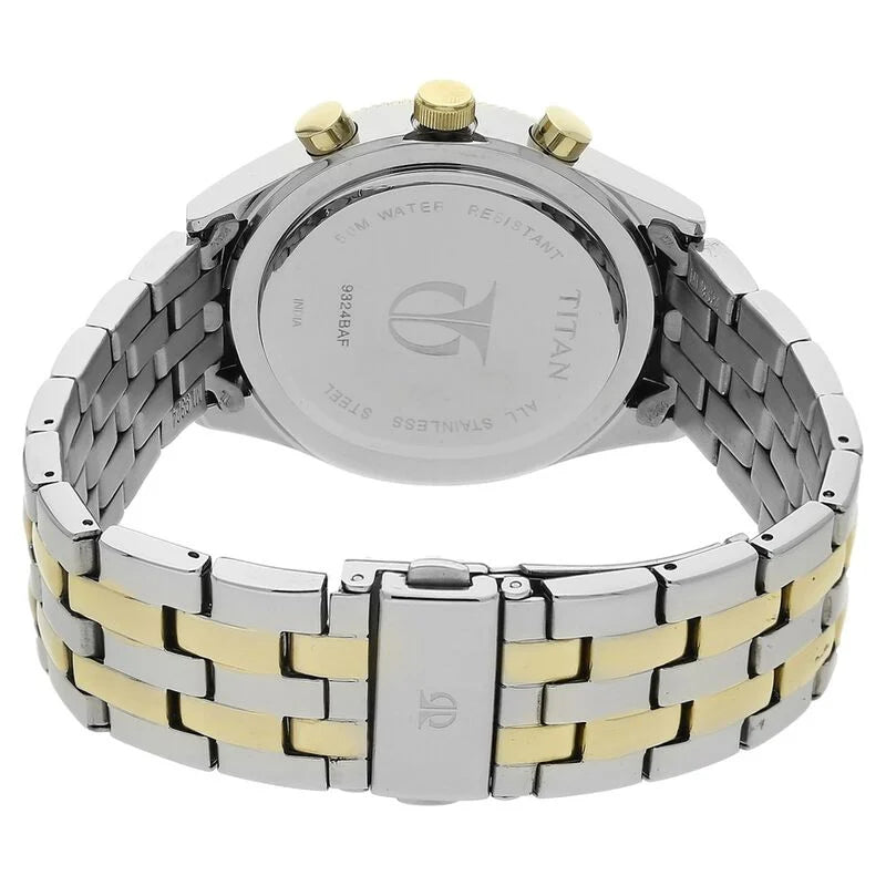 Titan Quartz Chronograph Silver Dial Stainless Steel Strap Watch for Men 9324BM01