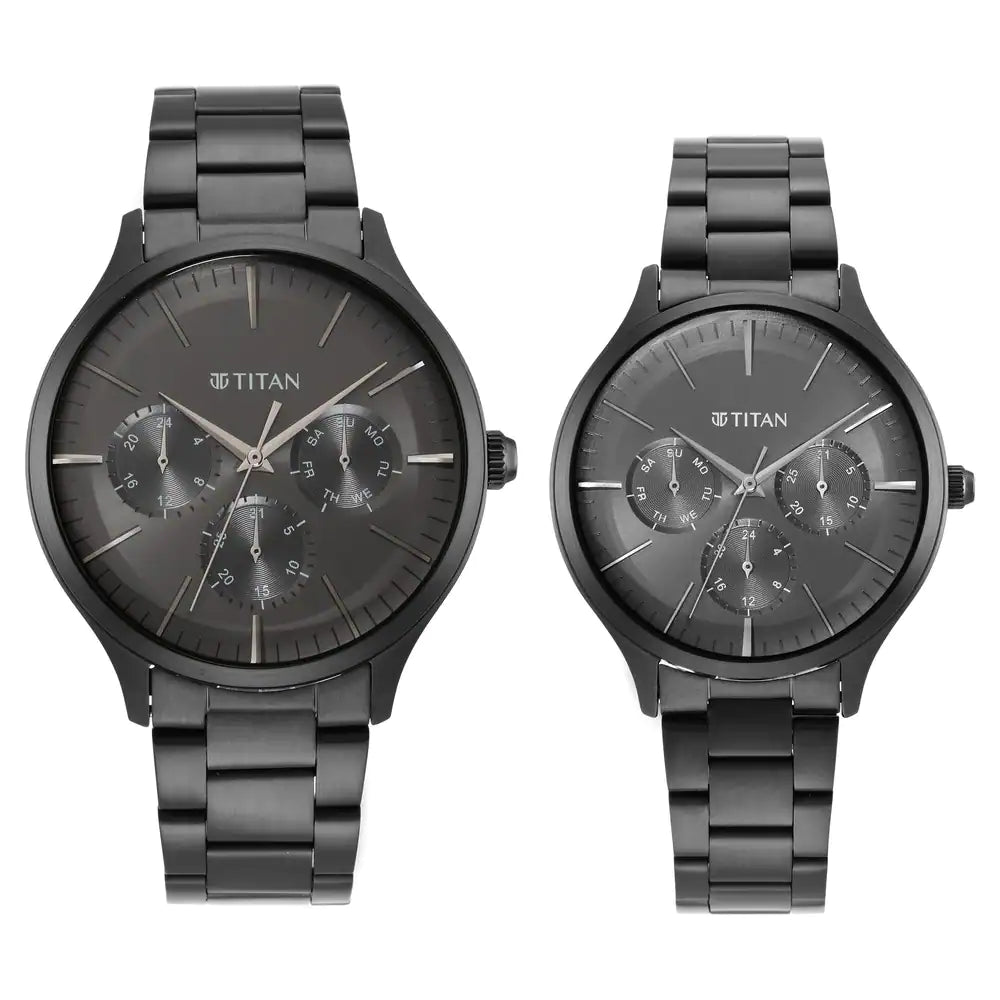 Titan Bandhan Black Dial Stainless Steel Strap Watch 9400494204NM01