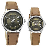 Titan Bandhan Quartz Analog with Date Green Dial Silver Stainless Steel Strap Watch For Couple 9401194211sl01