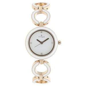 TITAN White Dial Rose Gold Metal Strap Watch 95036WM02 - KRISHNA WATCH COMPANY