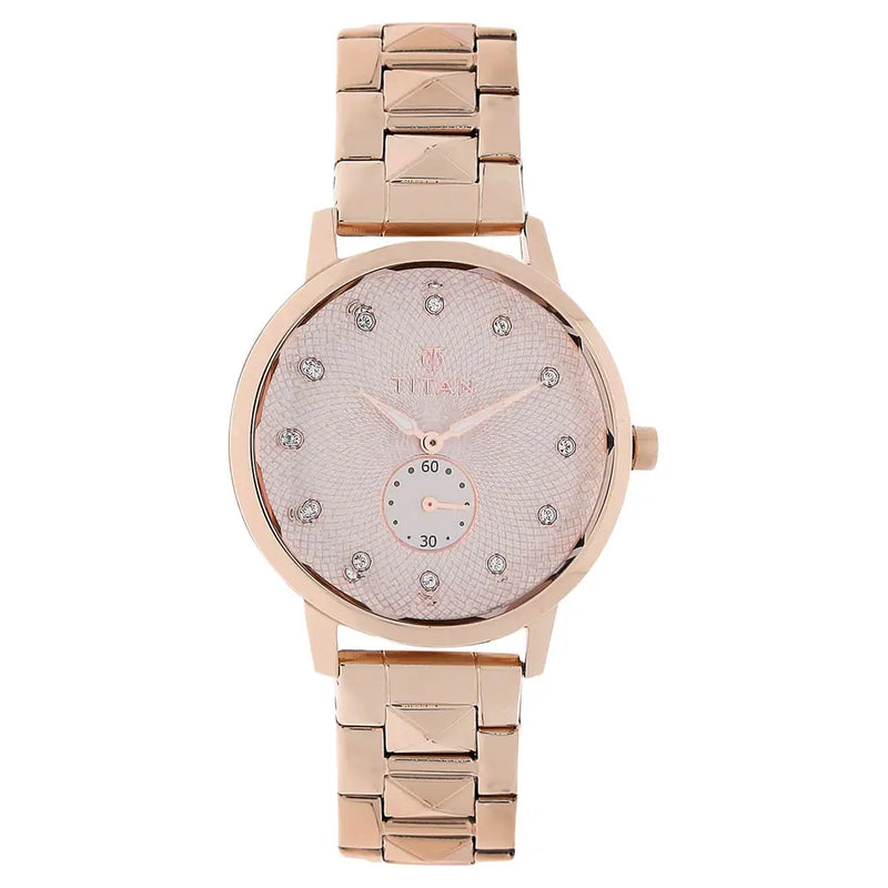 Titan Rose Gold Dial Rose Gold Stainless Steel Strap Watch 95037WM01 - KRISHNA WATCH COMPANY