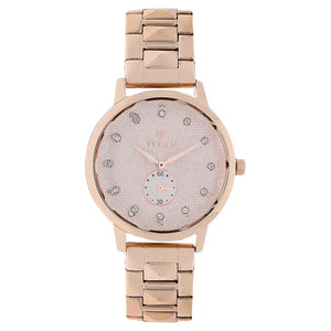 Titan Rose Gold Dial Rose Gold Stainless Steel Strap Watch 95037WM01 - KRISHNA WATCH COMPANY