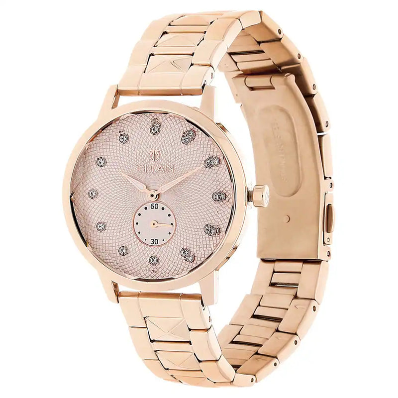 Titan Rose Gold Dial Rose Gold Stainless Steel Strap Watch 95037WM01 - KRISHNA WATCH COMPANY