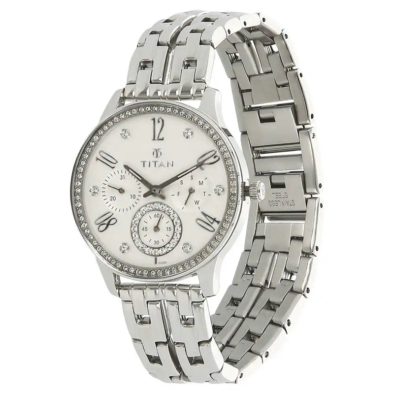 TITAN Silver Dial Silver Stainless Steel Strap Watch NL95040SM01 (DG290) - KRISHNA WATCH COMPANY