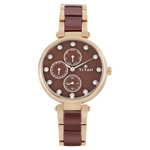 Titan Red Dial Multifunction Watch with Steel & Ceramic Strap NP95062WD01 - KRISHNA WATCH COMPANY
