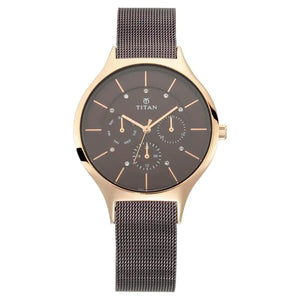 Titan Workwear Watch with Brown Dial & Metal Strap NP95067KM01 - KRISHNA WATCH COMPANY