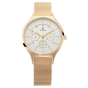 Titan Workwear Watch with White Dial & Metal Strap NP95067WM01 - KRISHNA WATCH COMPANY