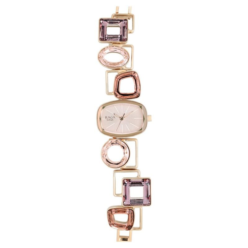 Titan Raga Facets Pink Dial Analog Stainless Steel Strap Watch for Women NR95118WM02