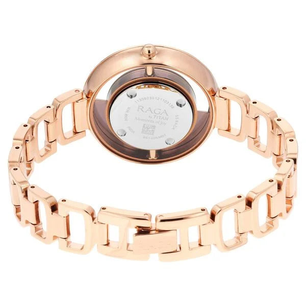 Titan Raga Moments of Joy Brown Dial Analog Metal Strap Watch for Women  95140km01