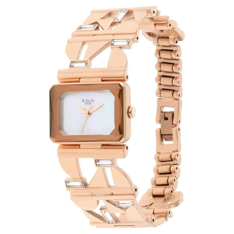 Titan Love All Watch with Mother Of Pearl Dial & Brass Strap 95149WM01 - KRISHNA WATCH COMPANY