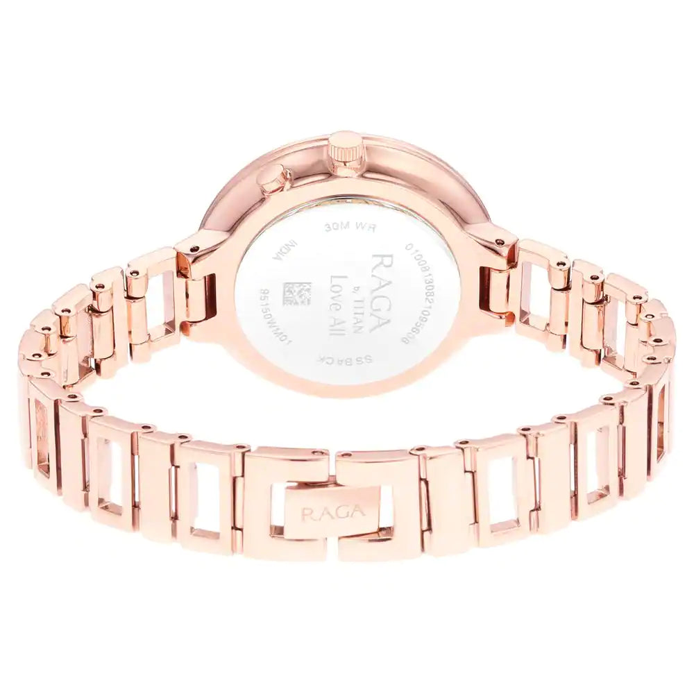 Titan Love All Watch with Mother Of Pearl Dial & Brass Strap 95150WM01