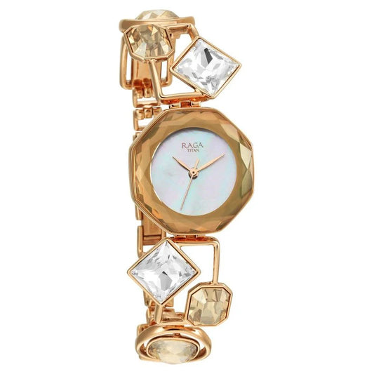 Titan Raga Love All Analog Mother of pearl Dial Metal Strap Watch for Women / 95151WM01