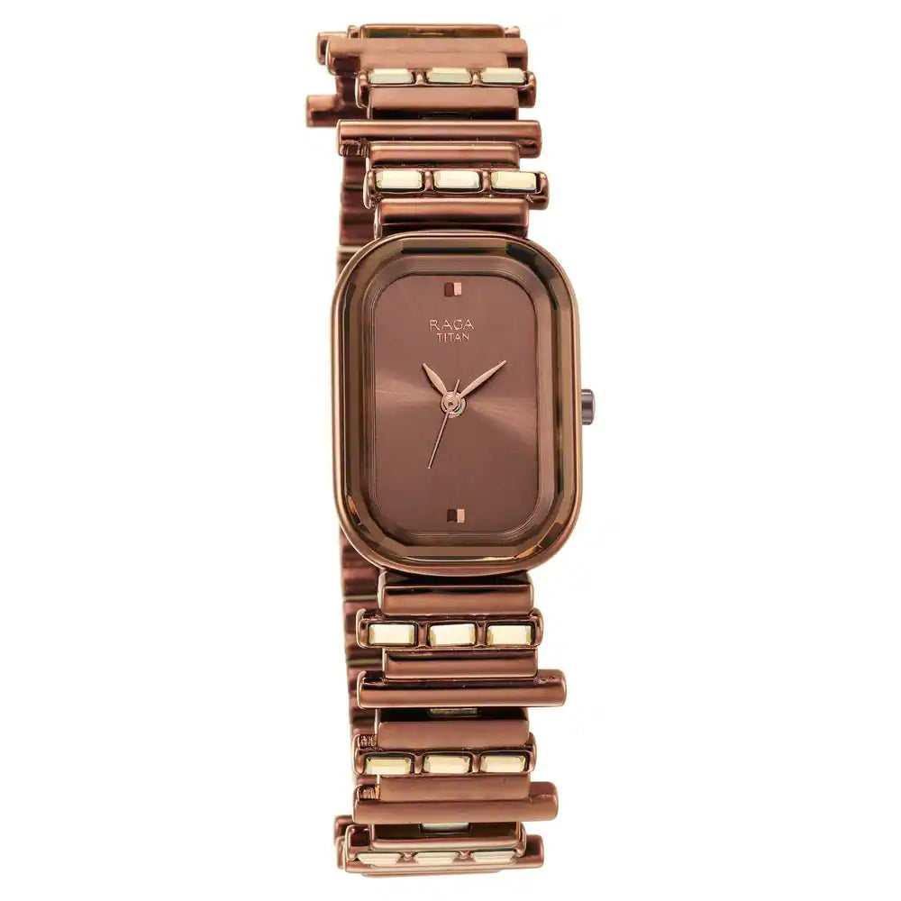 TITAN Love All Brown Dial Brown Brass Strap Watch  / NS95154QM01