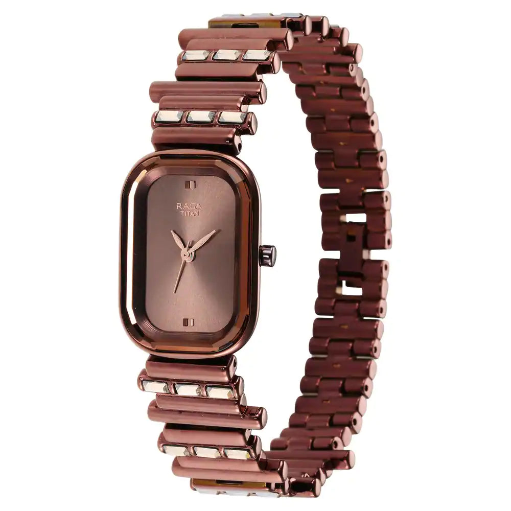 TITAN Love All Brown Dial Brown Brass Strap Watch  / NS95154QM01